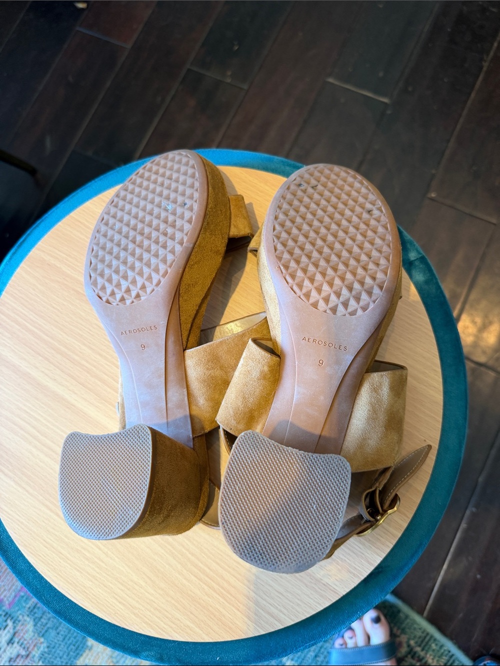 Aerosoles Camera Suede Wide-Strap Platform Sandals EUC! - Picture 6 of 9